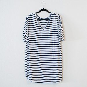 Ily Couture Stripe Dolman Sleeve Dress - Navy - Lg